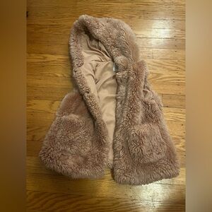 Zara Girls Pink Faux Fur Hooded Vest by Zara Girls